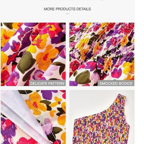 One Shoulder Casual Sleeveless Floral Dress - Picture 2 of 8